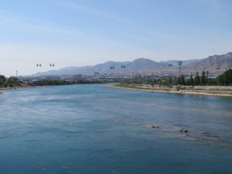 Syr Darya river in Khujand Tajikistan